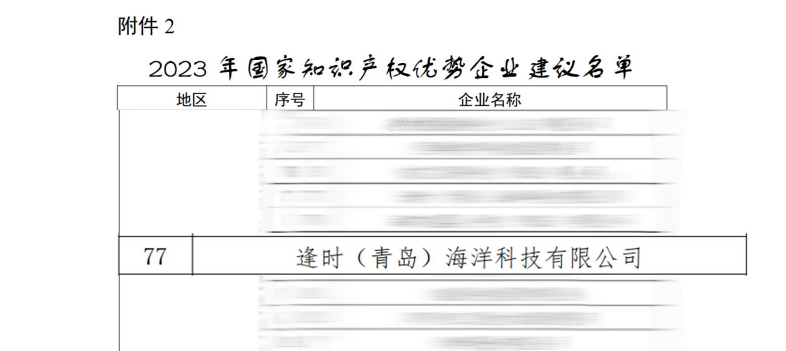 逢时科技入选“2023年国家知识产权优势企业”榜单